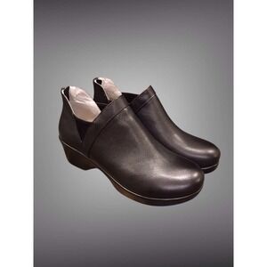 Alegria Womens Nat-161 Cool Black Leather Ankle Wedge Boot Size 41 EU 10-10.5 US